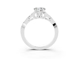 White gold Heart Cut Moissanite Solitaire Engagement Ring with Celtic Knot Band and Four-Prong Setting_3