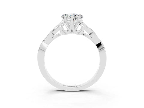 White gold Heart Cut Moissanite Solitaire Engagement Ring with Celtic Knot Band and Four-Prong Setting_3