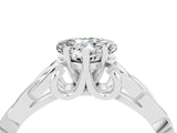 White gold Heart Cut Moissanite Solitaire Engagement Ring with Celtic Knot Band and Four-Prong Setting_4