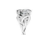White gold Heart Cut Moissanite Solitaire Engagement Ring with Celtic Knot Band and Four-Prong Setting_5