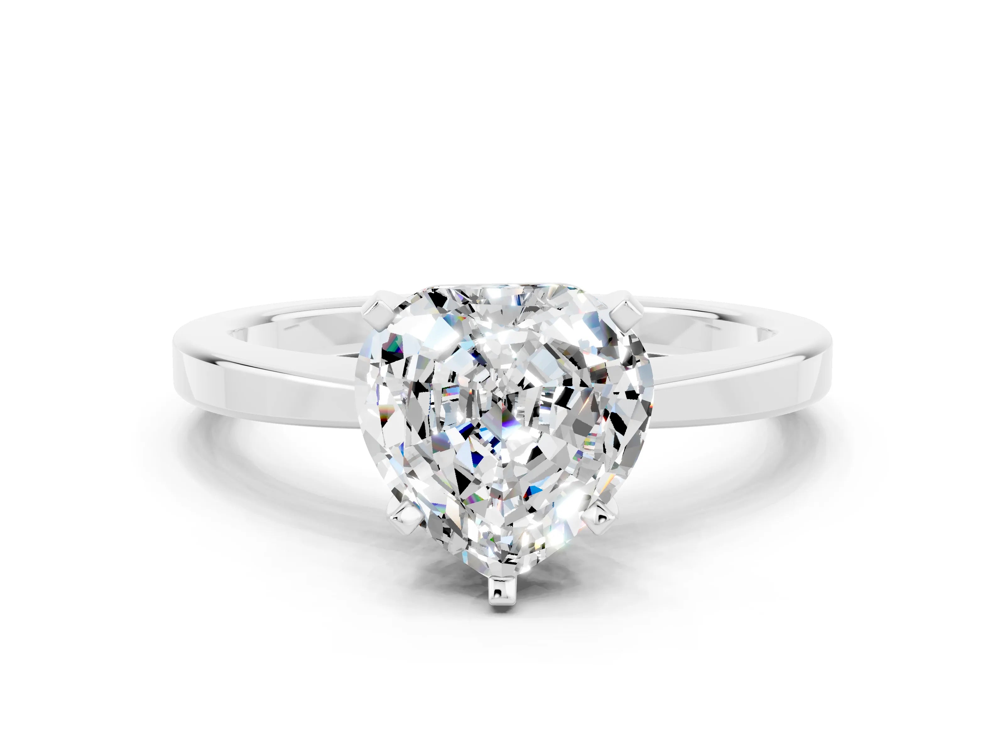 White gold Heart Cut Moissanite Solitaire Engagement Ring with Classic Band and Four-Prong Setting_24