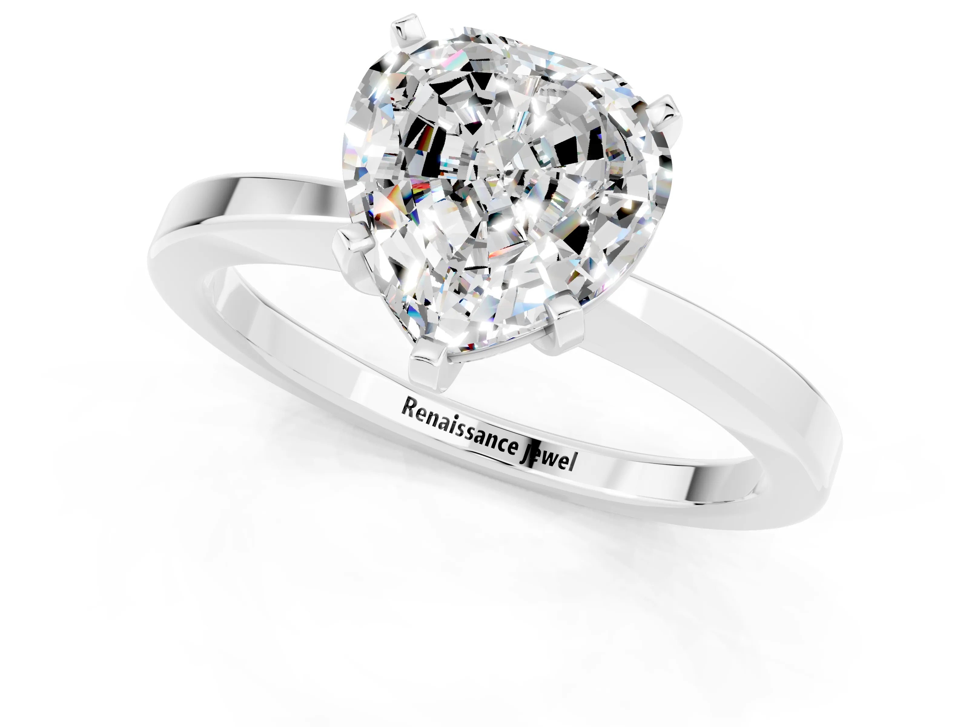 White gold Heart Cut Moissanite Solitaire Engagement Ring with Classic Band and Four-Prong Setting_25