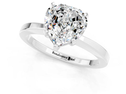 White gold Heart Cut Moissanite Solitaire Engagement Ring with Classic Band and Four-Prong Setting_25