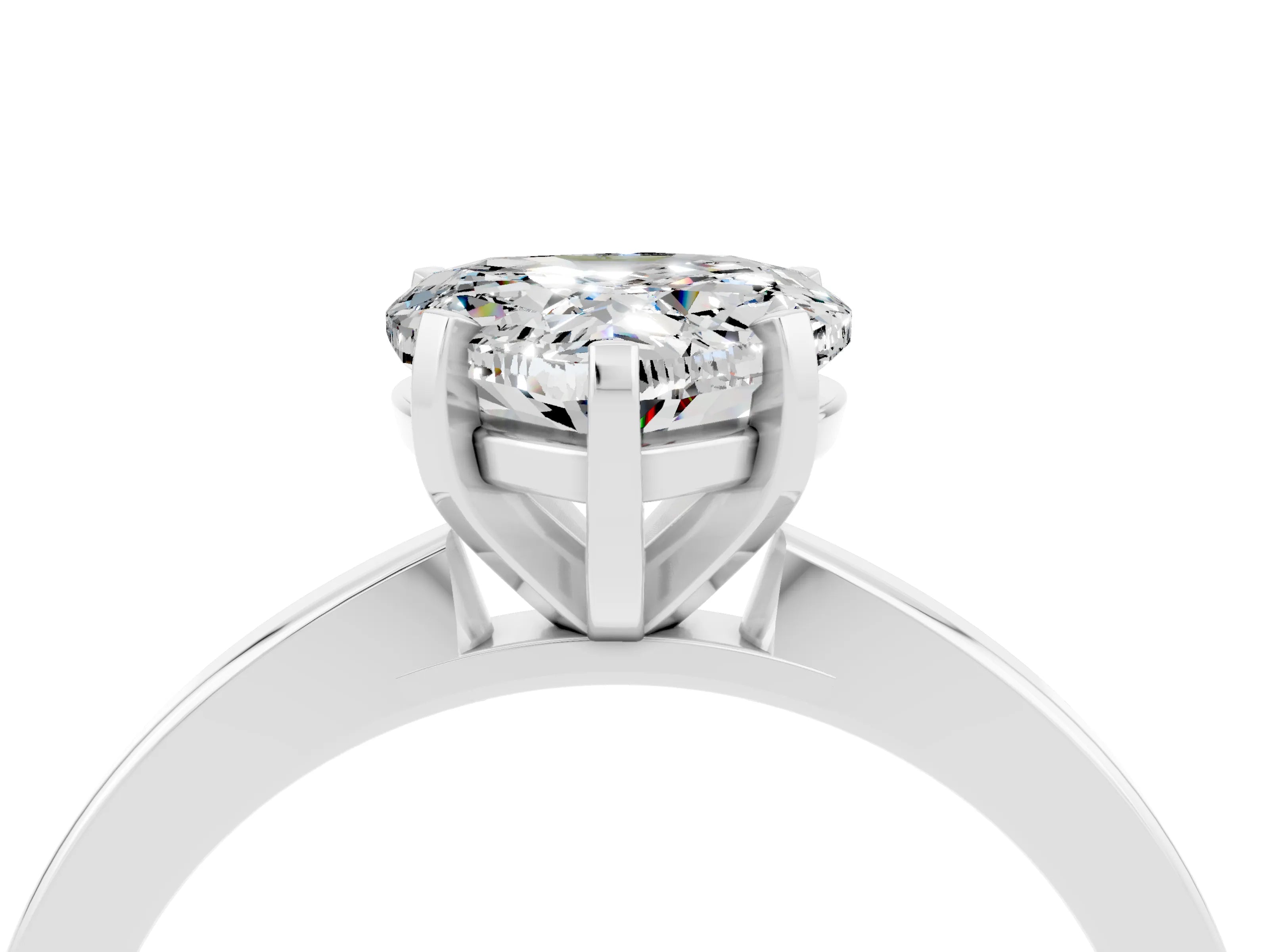 White gold Heart Cut Moissanite Solitaire Engagement Ring with Classic Band and Four-Prong Setting_28