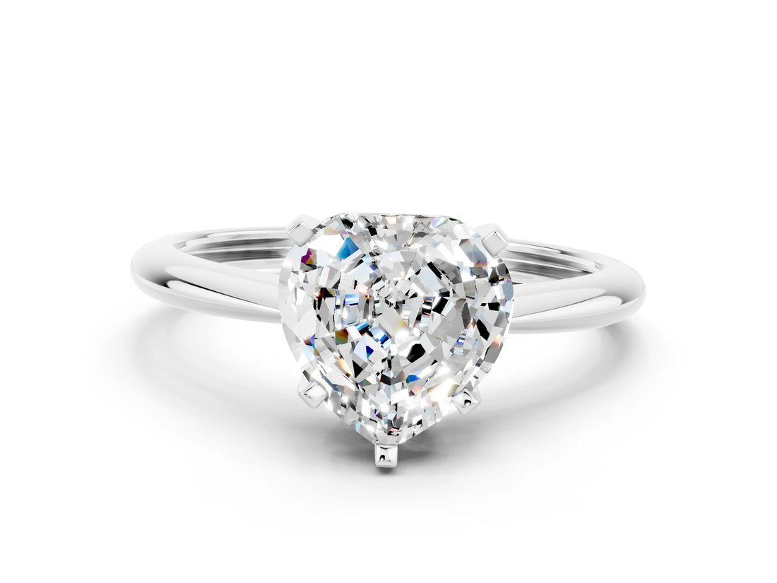 White gold Heart Cut Moissanite Solitaire Engagement Ring with Classic Band and Four-Prong Setting_60