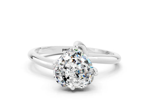 White gold Heart Cut Moissanite Solitaire Engagement Ring with Four-Prong Setting and Classic Band_12