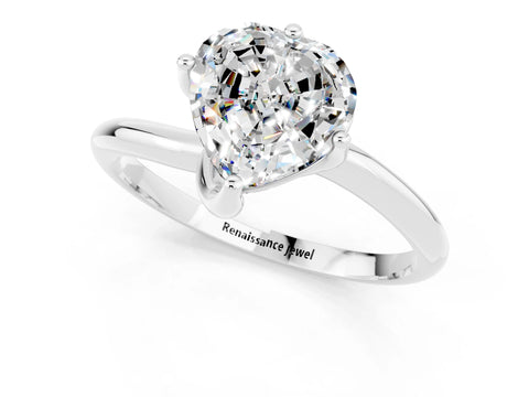 White gold Heart Cut Moissanite Solitaire Engagement Ring with Four-Prong Setting and Classic Band_13