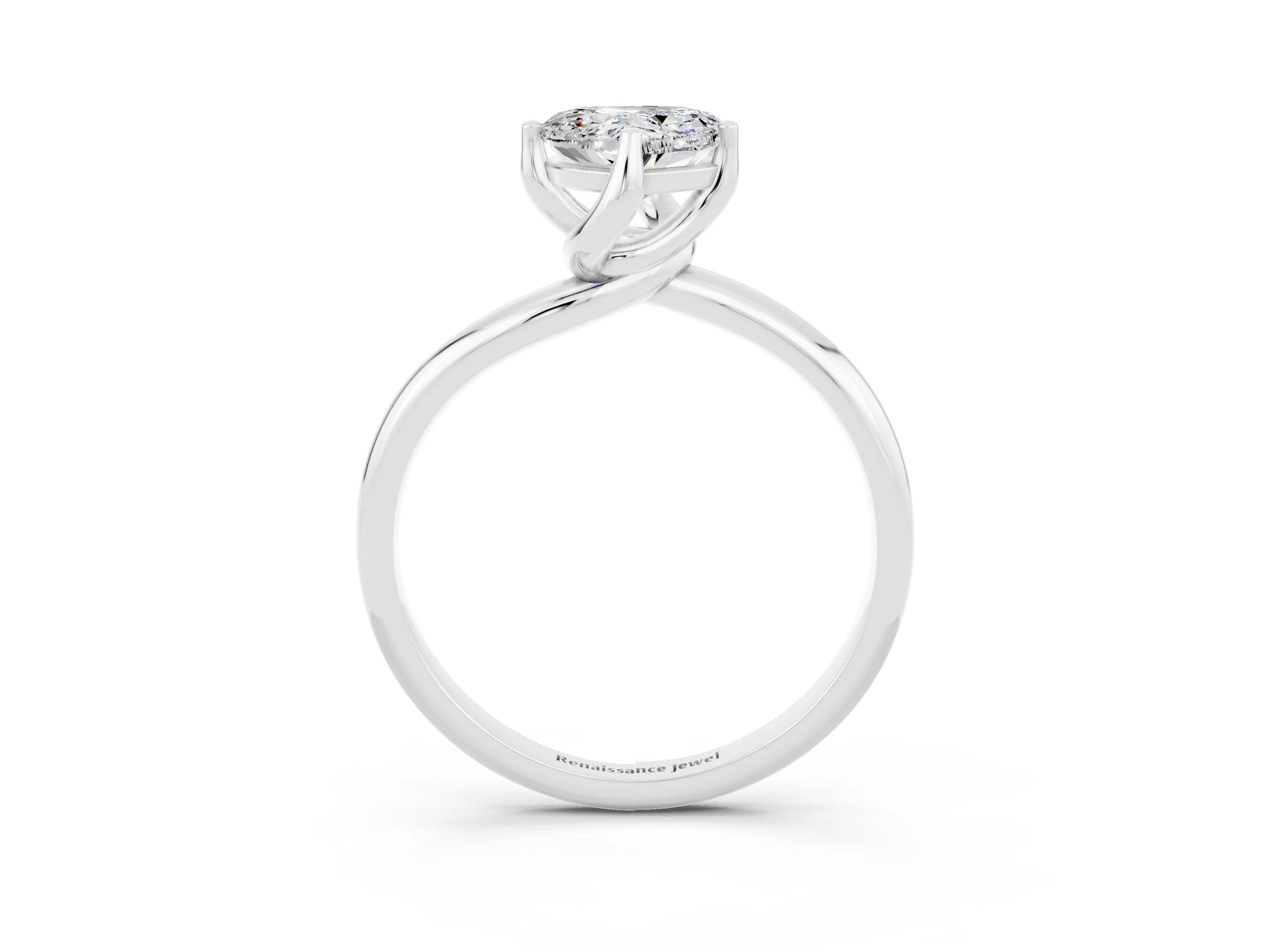 White gold Heart Cut Moissanite Solitaire Engagement Ring with Four-Prong Setting and Classic Band_15