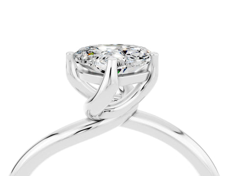 White gold Heart Cut Moissanite Solitaire Engagement Ring with Four-Prong Setting and Classic Band_16