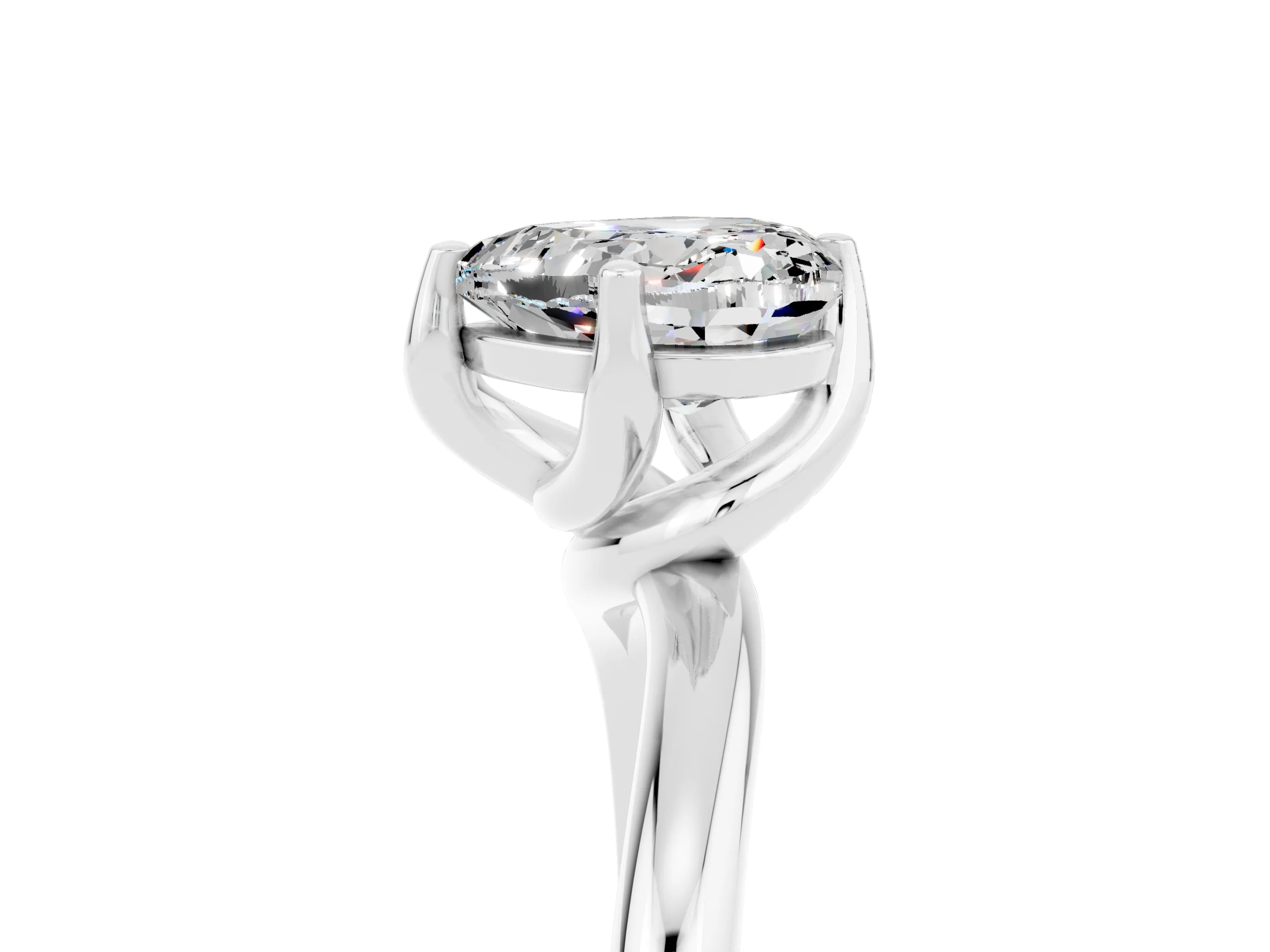 White gold Heart Cut Moissanite Solitaire Engagement Ring with Four-Prong Setting and Classic Band_17