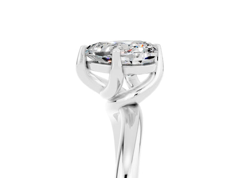White gold Heart Cut Moissanite Solitaire Engagement Ring with Four-Prong Setting and Classic Band_17