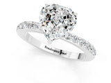 White gold Heart Cut Moissanite Solitaire Engagement Ring with Pavé Band and Four-Prong Setting_1