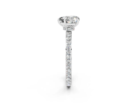White gold Heart Cut Moissanite Solitaire Engagement Ring with Pavé Band and Four-Prong Setting_2