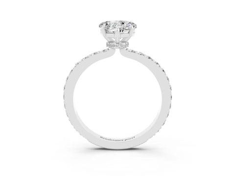 White gold Heart Cut Moissanite Solitaire Engagement Ring with Pavé Band and Four-Prong Setting_3