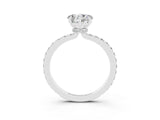 White gold Heart Cut Moissanite Solitaire Engagement Ring with Pavé Band and Four-Prong Setting_3
