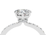 White gold Heart Cut Moissanite Solitaire Engagement Ring with Pavé Band and Four-Prong Setting_4