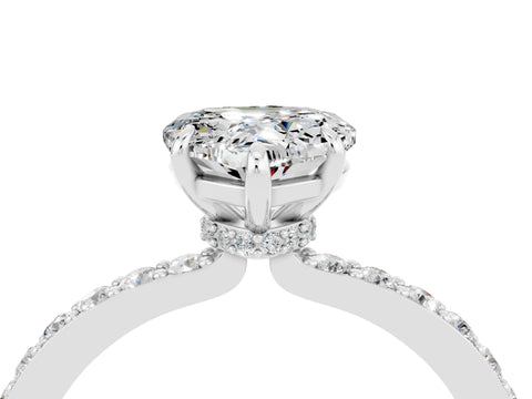 White gold Heart Cut Moissanite Solitaire Engagement Ring with Pavé Band and Four-Prong Setting_4
