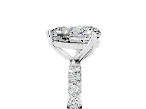 White gold Heart Cut Moissanite Solitaire Engagement Ring with Pavé Band and Prong Setting_5