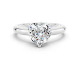 White gold Heart Cut Moissanite Solitaire Engagement Ring with Round Band and Four-Prong Setting