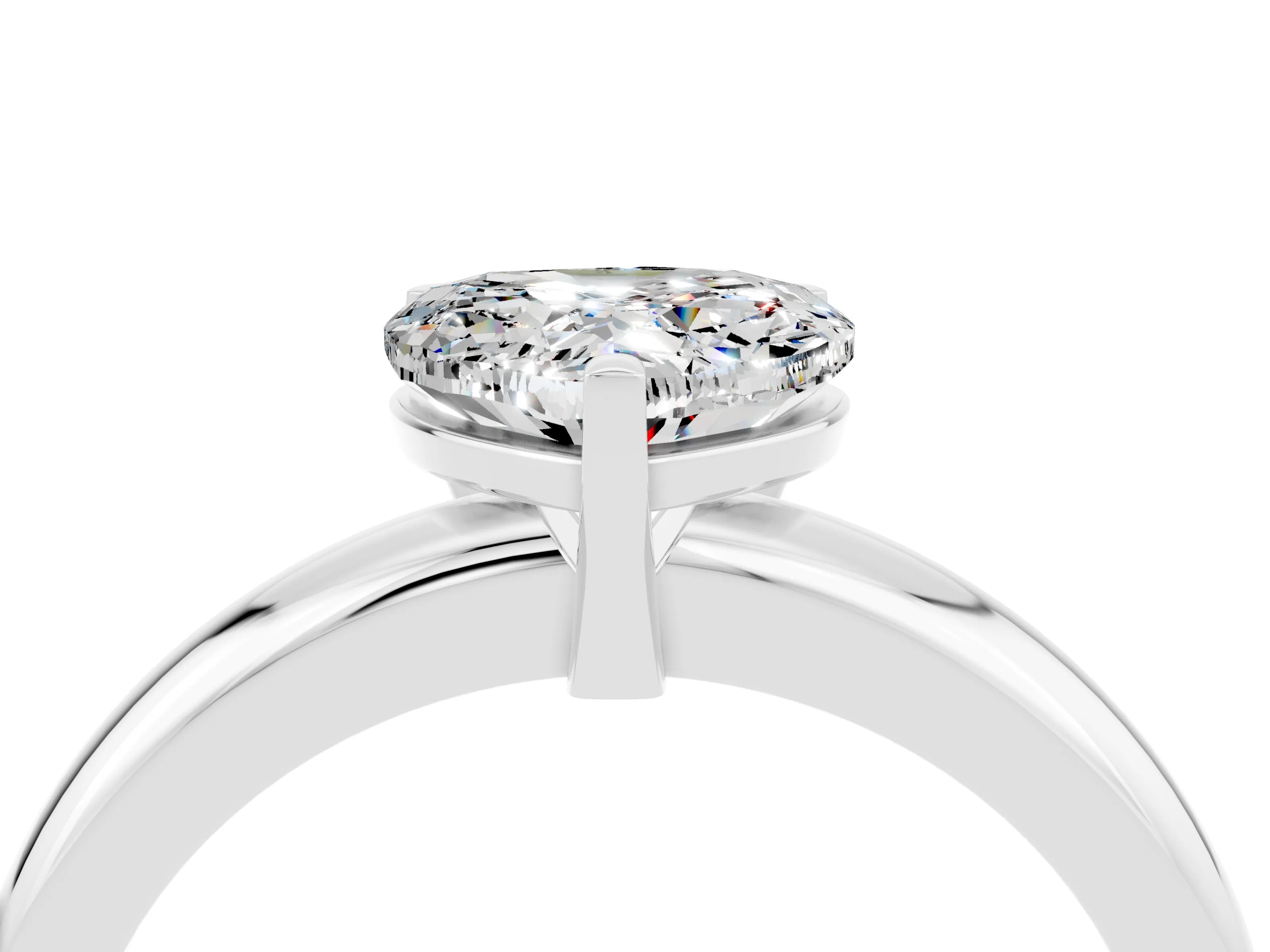 White gold Heart Cut Moissanite Solitaire Engagement Ring with Round Band and Four-Prong Setting_4