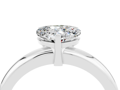 White gold Heart Cut Moissanite Solitaire Engagement Ring with Round Band and Four-Prong Setting_4