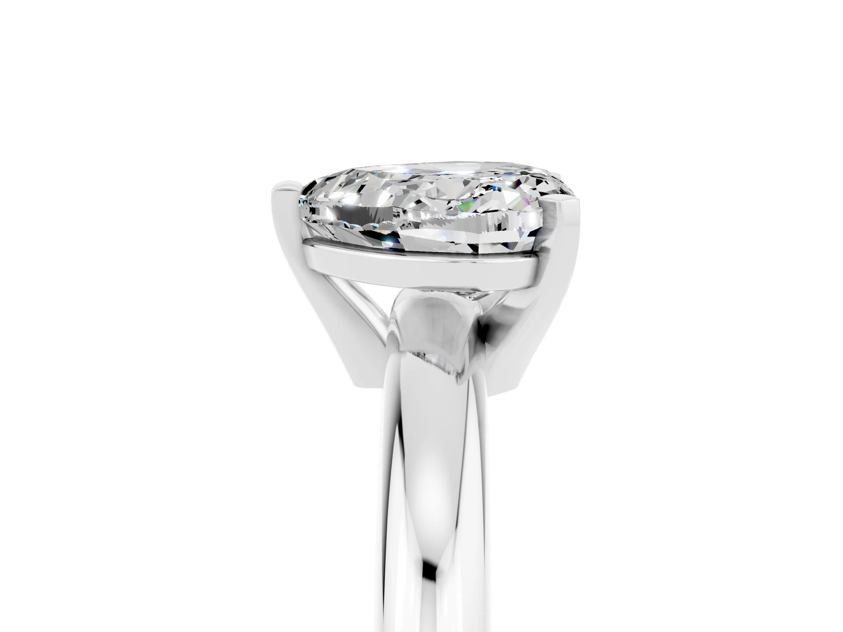 White gold Heart Cut Moissanite Solitaire Engagement Ring with Round Band and Four-Prong Setting_5
