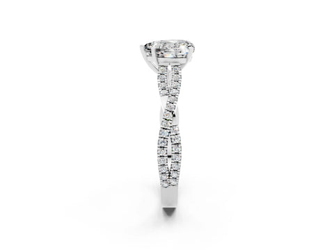 White gold Heart Cut Moissanite Solitaire Engagement Ring with Twisted Pavé Band and Four-Prong Setting_14