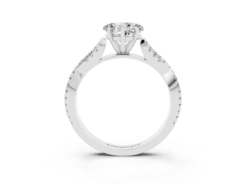 White gold Heart Cut Moissanite Solitaire Engagement Ring with Twisted Pavé Band and Four-Prong Setting_15