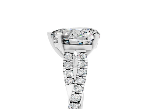 White gold Heart Cut Moissanite Solitaire Engagement Ring with Twisted Pavé Band and Four-Prong Setting_17