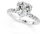 White gold Heart Cut Moissanite Solitaire Pavé Band with Four-Prong Setting_1