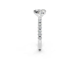 White gold Heart Cut Moissanite Solitaire Pavé Band with Four-Prong Setting_2