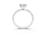 White gold Heart Cut Moissanite Solitaire Pavé Band with Four-Prong Setting_3