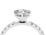 White gold Heart Cut Moissanite Solitaire Pavé Band with Four-Prong Setting_4
