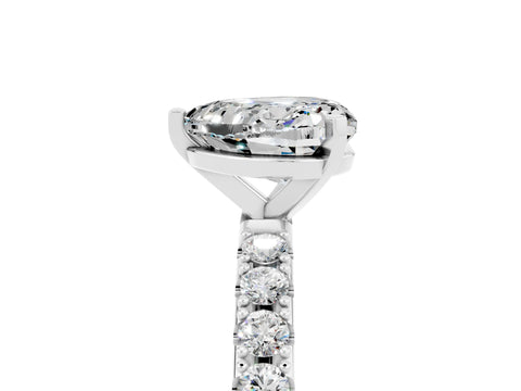 White gold Heart Cut Moissanite Solitaire Pavé Band with Four-Prong Setting_5