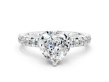 White gold Heart Cut Moissanite Solitaire Pavé Engagement Ring with Four-Prong Setting_12