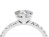 White gold Heart Cut Moissanite Solitaire Pavé Engagement Ring with Four-Prong Setting_16