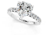 White gold Heart Cut Moissanite Solitaire Pavé Engagement Ring with Round Band and Prong Setting_13