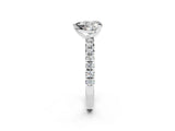 White gold Heart Cut Moissanite Solitaire Pavé Engagement Ring with Round Band and Prong Setting_14