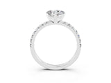 White gold Heart Cut Moissanite Solitaire Pavé Engagement Ring with Round Band and Prong Setting_15