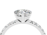 White gold Heart Cut Moissanite Solitaire Pavé Engagement Ring with Round Band and Prong Setting_16