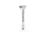 White gold Heart Cut Moissanite Solitaire Pavé Engagement Ring with Round Band and Prong Setting_68