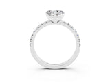 White gold Heart Cut Moissanite Solitaire Pavé Engagement Ring with Round Band and Prong Setting_69