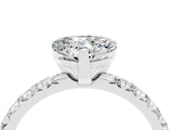 White gold Heart Cut Moissanite Solitaire Pavé Engagement Ring with Round Band and Prong Setting_70