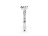 White gold Heart Cut Moissanite Solitaire Pavé Engagement Ring with Round Band and Prong Setting_80