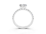 White gold Heart Cut Moissanite Solitaire Pavé Engagement Ring with Round Band and Prong Setting_81