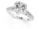 White gold Heart Cut Moissanite Solitaire Ring with Cathedral Setting and Pavé Band_1