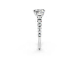 White gold Heart Cut Moissanite Solitaire Ring with Cathedral Setting and Pavé Band_2