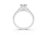 White gold Heart Cut Moissanite Solitaire Ring with Cathedral Setting and Pavé Band_3