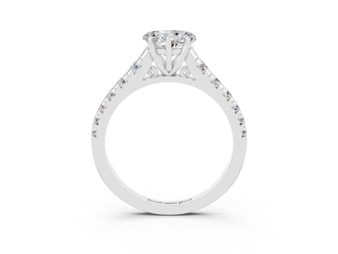 White gold Heart Cut Moissanite Solitaire Ring with Cathedral Setting and Pavé Band_3