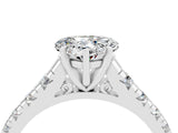 White gold Heart Cut Moissanite Solitaire Ring with Cathedral Setting and Pavé Band_4